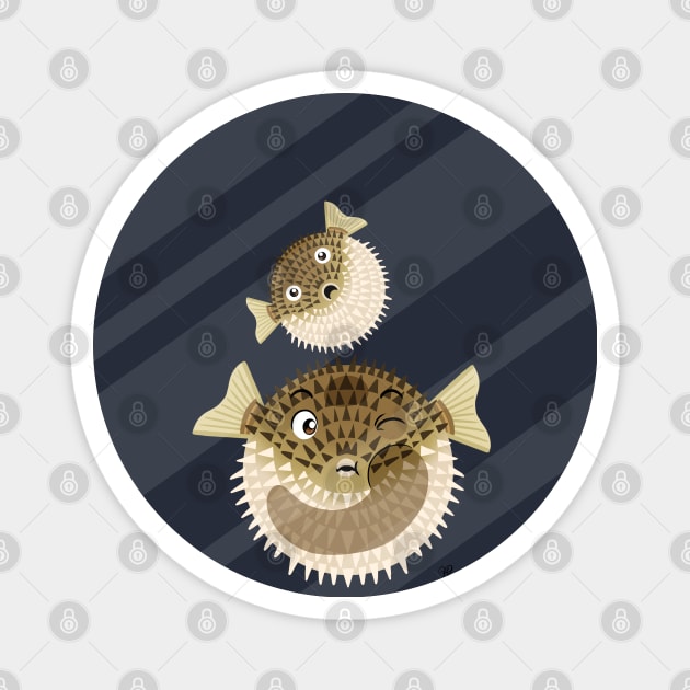 Trapped Pufferfish Magnet by Griffywings